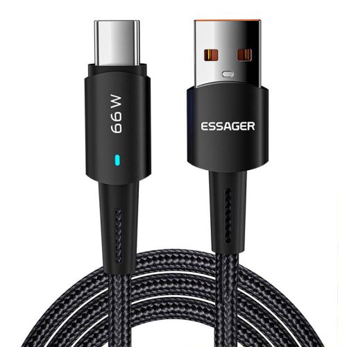 USB to USB-C cable, Essager, EXCT-CGA01, 66W, 2m (black)