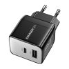 Wall charger, Essager, ECT33W-LJB01-Z, GaN, 1xUSB-A, 1xUSB-C, 33W (black)