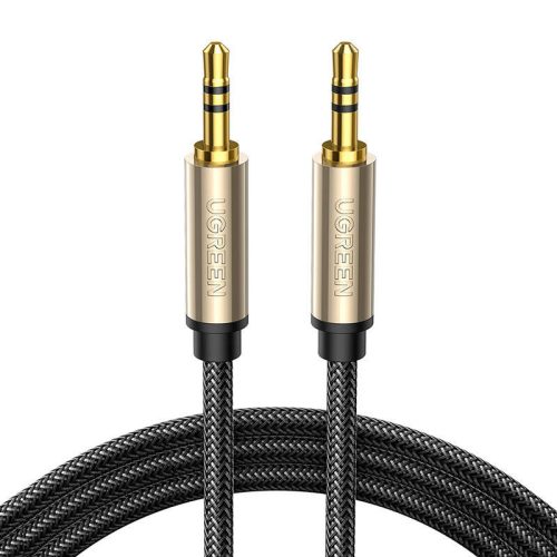 AUX cable mini jack 3.5mm Ugreen AV125, gold-plated, 3m (gray)