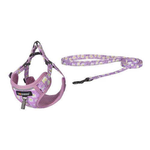 Dogness walking set leash 1,5m+harness for dog (pink)