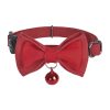 Collar set Dogness for cats 2 pcs (Genuine Leather Red/Fiber Black)