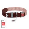 Dog collar made of natural leather and recycled material with QR code Waudog size M, width 20 mm, brown