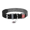 Dog collar made of natural leather and recycled material with QR code Waudog size S, width 15 mm, black